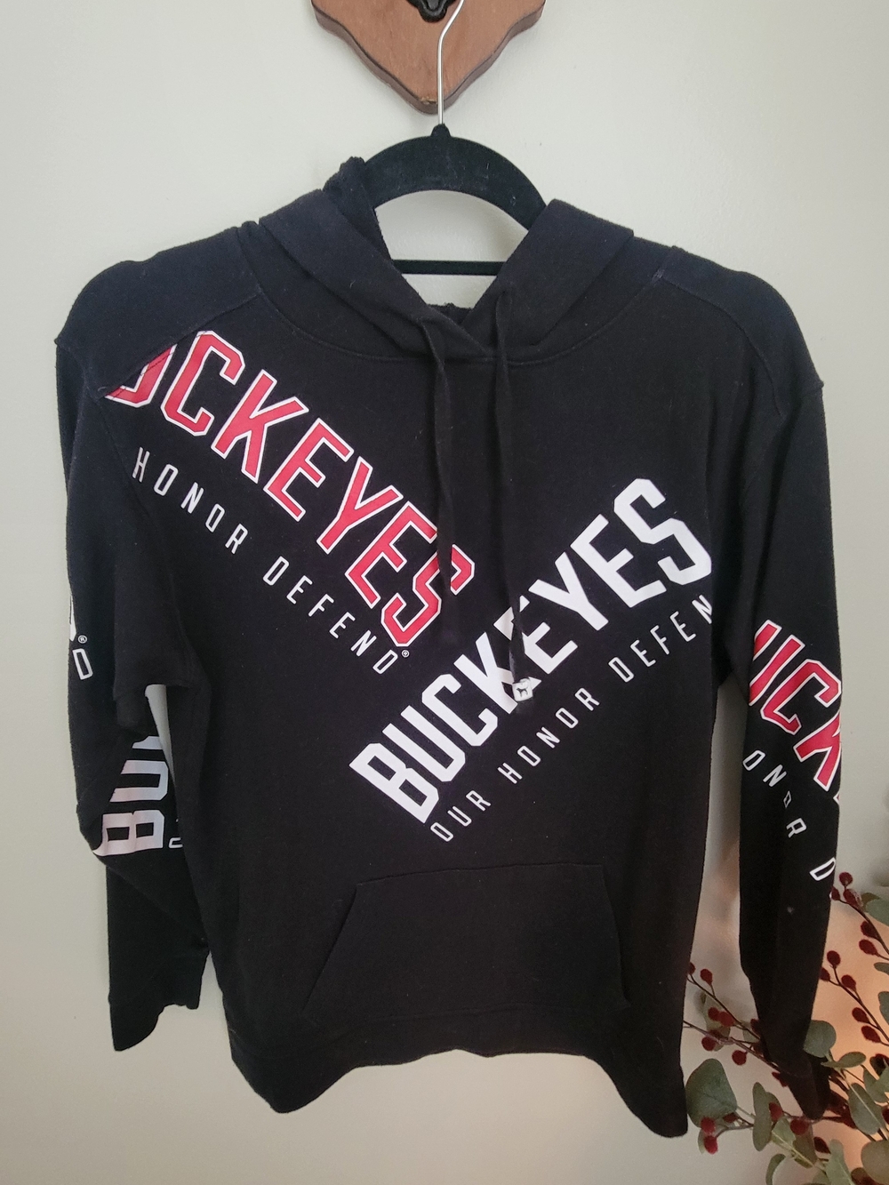 PINK Victoria's Secret Size XS Black Crewneck Hoodie Buckeyes